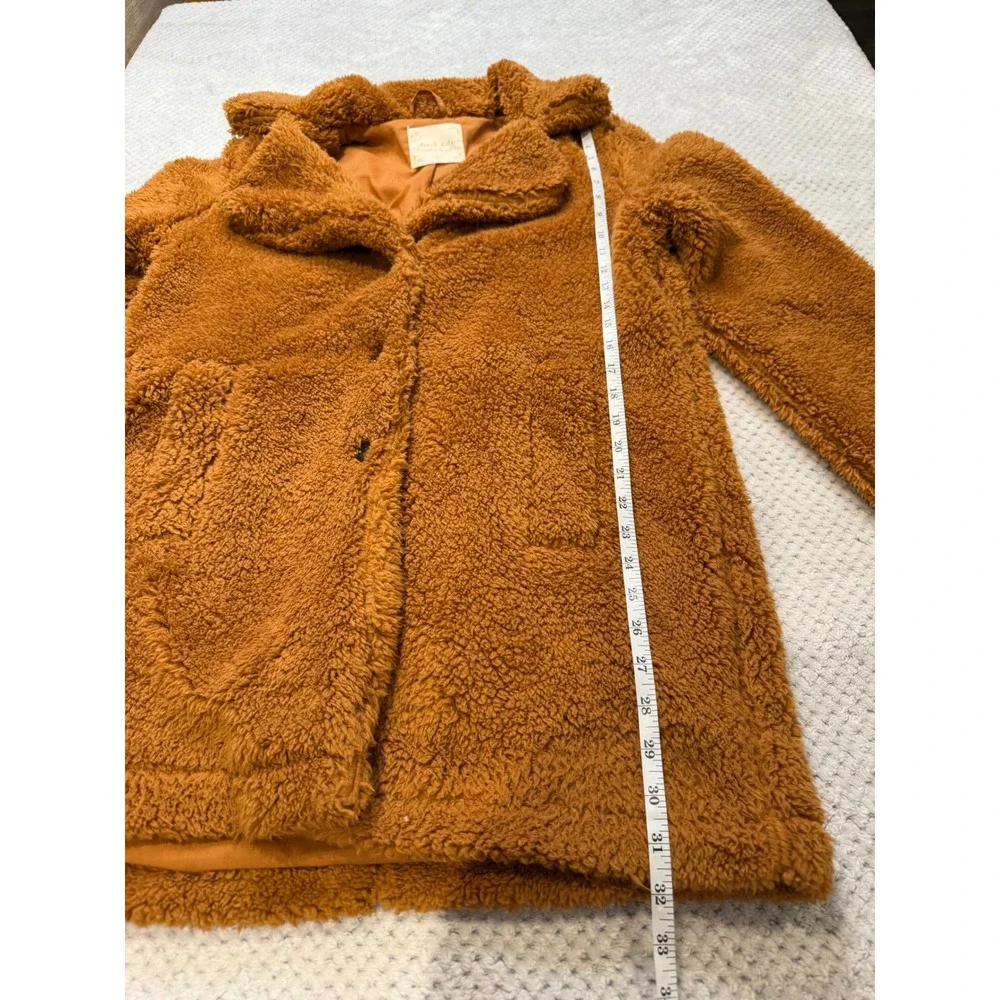 Altar'd State Brown Faux Fur Teddy Coat Jacket Large Cognac Sherpa Peacoat